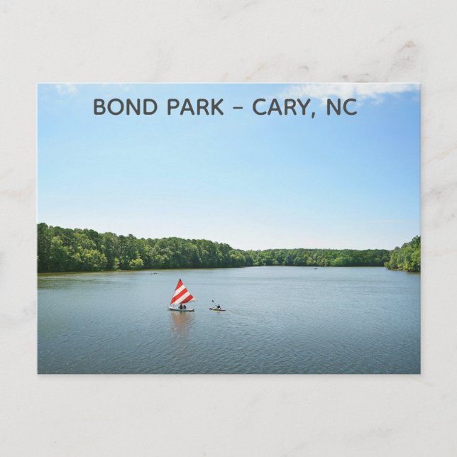 Cary North Carolina Bond Park Lake Travel Postcard (Front)