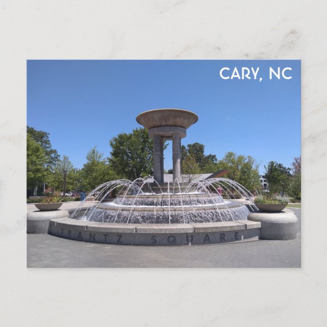 Cary North Carolina Downtown Park Fountain Postcard (Front)