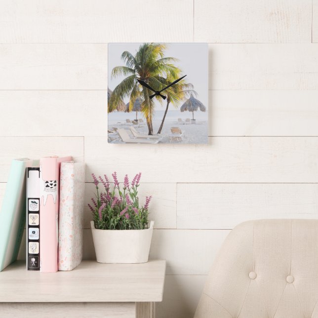 Cas Abao - Tropical Beach Escape #4 #ocean #wall Square Wall Clock (Reading Room)