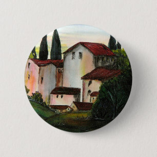 Casa de Pueblo Dibujo Tuscany italy Countryside 6 Cm Round Badge