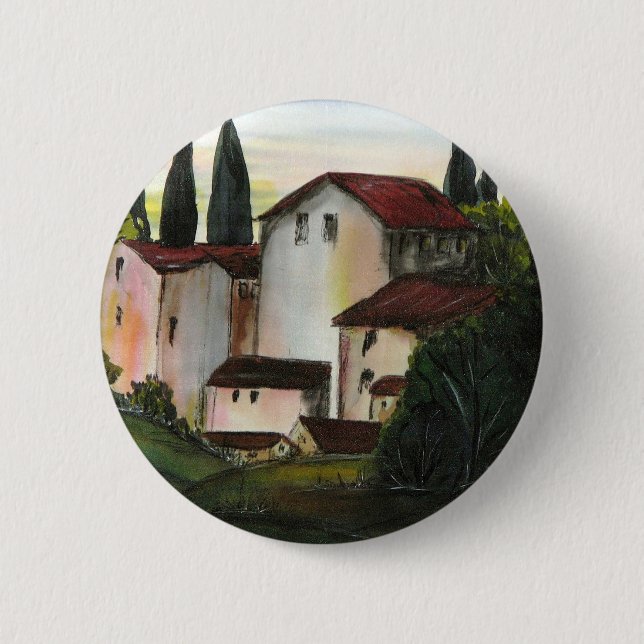 Casa de Pueblo Dibujo Tuscany italy Countryside 6 Cm Round Badge (Front)