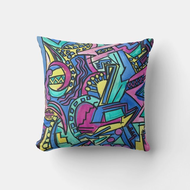 Casa Mia-Hand Painted Abstract Art Cushion (Front)