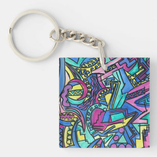 Casa Mia-Hand Painted Abstract Art Key Ring