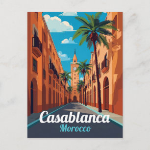 Casablanca Clock Tower Travel Art Postcard