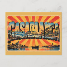 Casablanca Coastal Mosque Art Deco Vintage Travel 