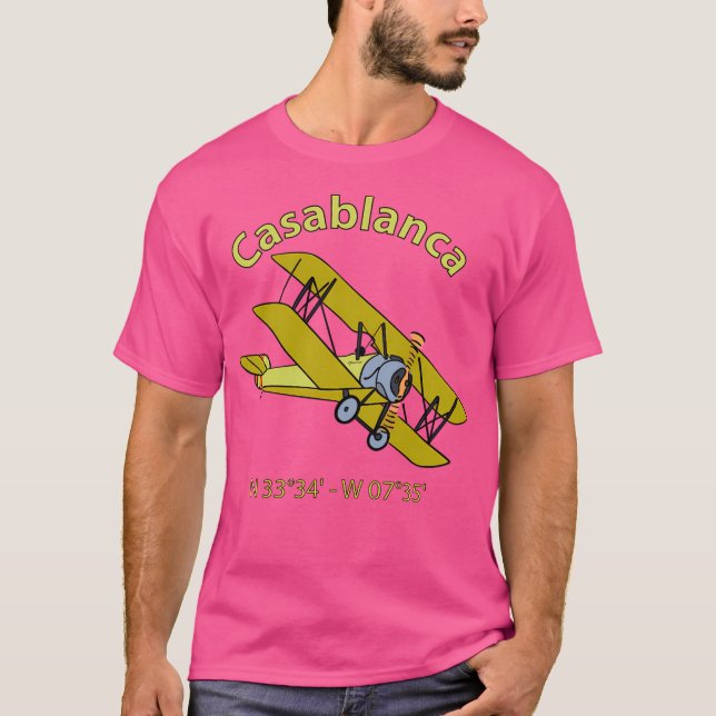 Casablanca Flight Coordinates Aviator T-Shirt (Front)