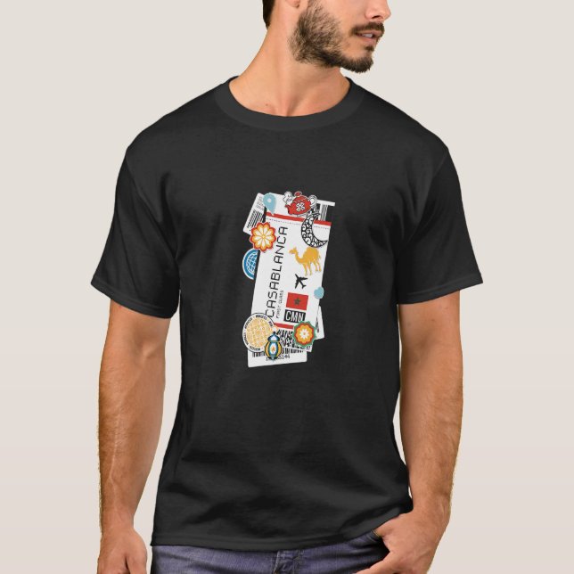 Casablanca Morocco Boarding Pass Aeroplane Ticket  T-Shirt (Front)