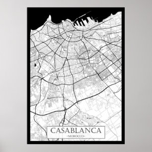 Casablanca Morocco Map Poster