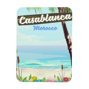 Casablanca Morocco, romantic vintage poster Magnet