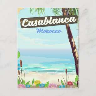 Casablanca Morocco, romantic vintage poster Postcard