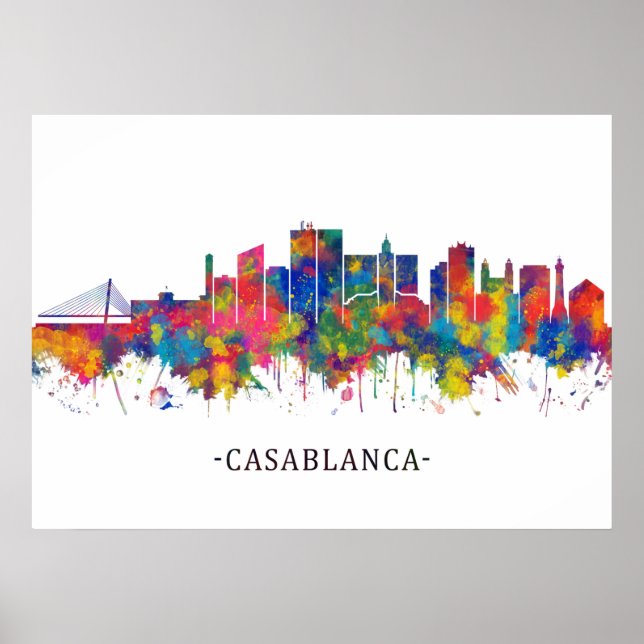 Casablanca Morocco Skyline Poster (Front)