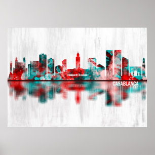 Casablanca Morocco Skyline Poster