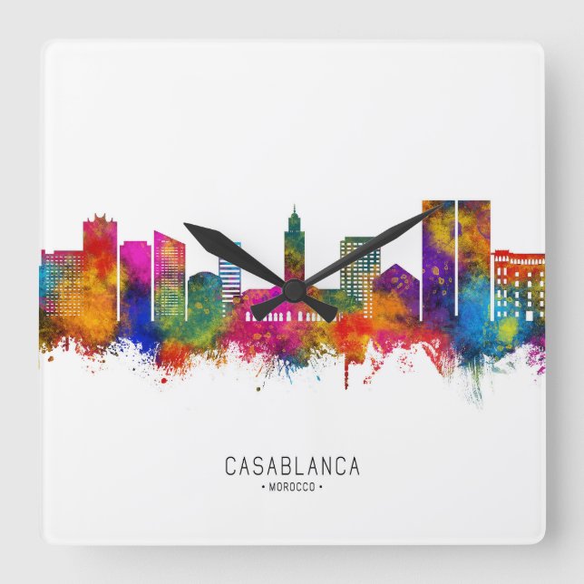 Casablanca Morocco Skyline Square Wall Clock (Front)