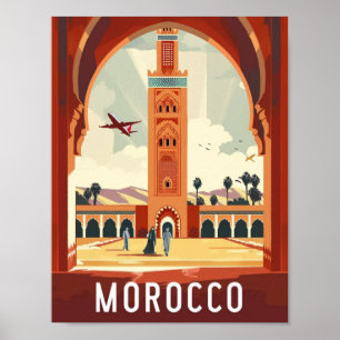 Casablanca Morocco Vintage Famous Travel Place Poster