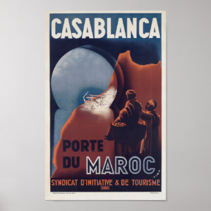 Casablanca Morocco Vintage French Travel Poster