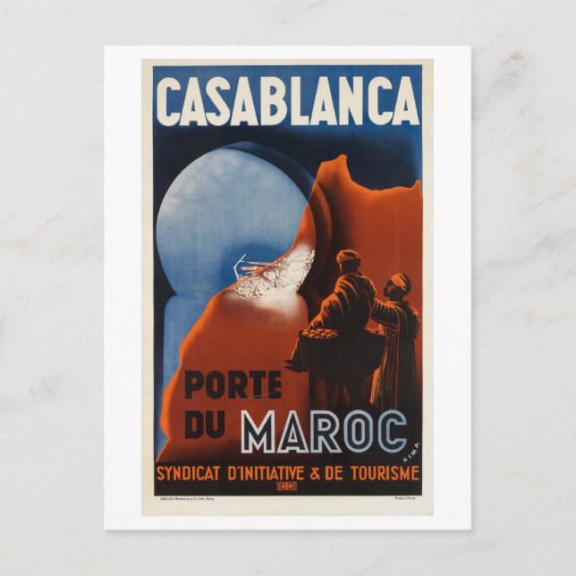 Casablanca Morocco Vintage Inspired Postcard (Front)