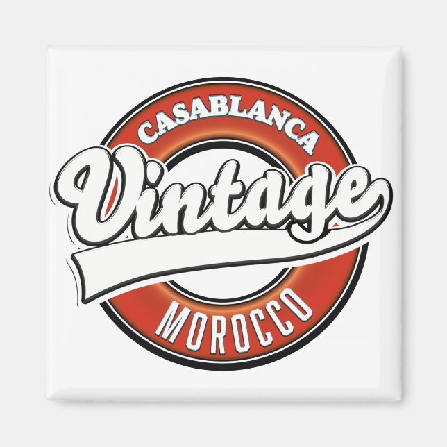 Casablanca Morocco Vintage logo Magnet (Front)