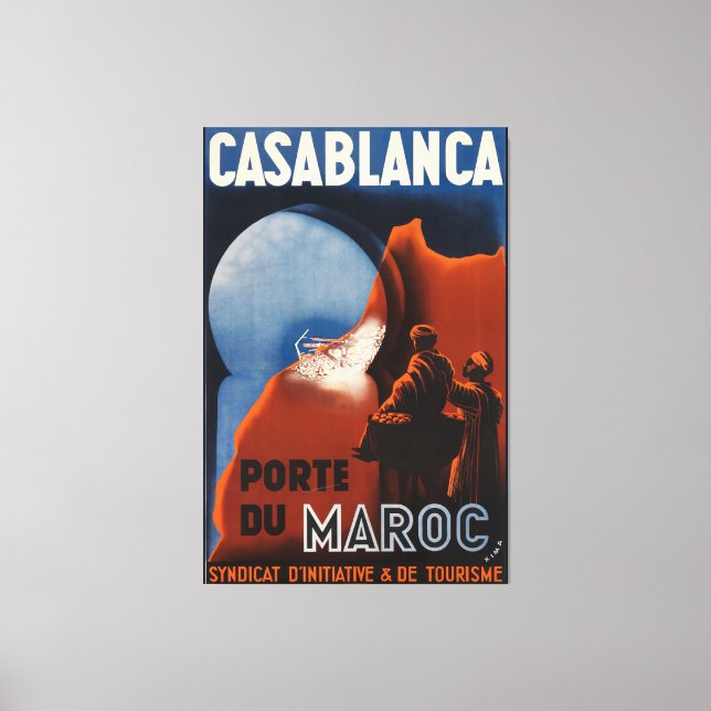 Casablanca Morocco Vintage Travel Poster Canvas Print (Front)
