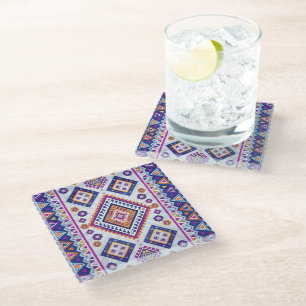 Casablanca Nights – Vibrant Moorish Geometric Art Glass Coaster