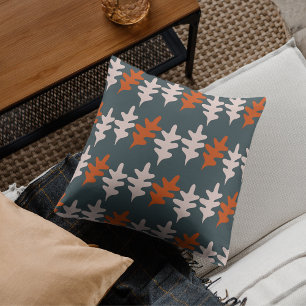Casal Blue, Gray and Orange Abstract Art Pattern Cushion
