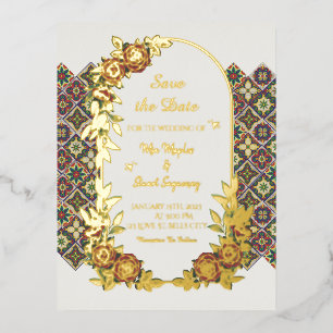Casamiento De Mia Y Stuart Foil Invitation Postcard
