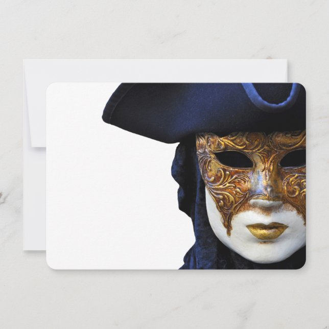 Casanova Venice Carnival Theatre Mask Invitation (Front)
