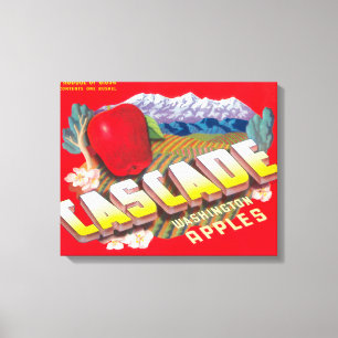 Cascade Apple Label (red) - Cashmere, WA Canvas Print