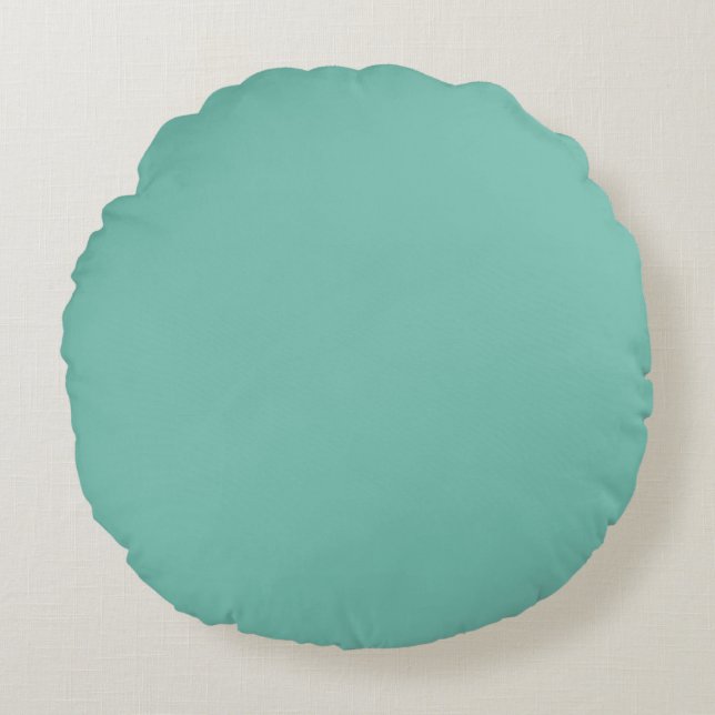 Cascade Aqua Green Solid Colour Print Round Cushion (Front)