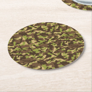 Cascade Camouflage Round Paper Coaster