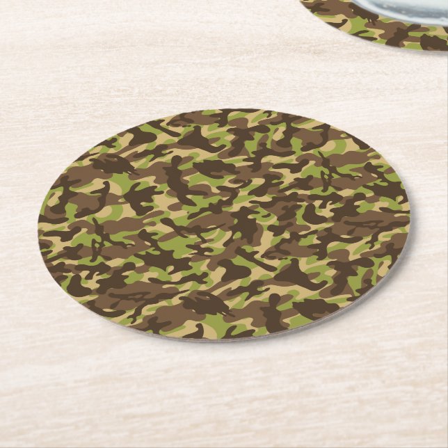 Cascade Camouflage   Round Paper Coaster (Angled)