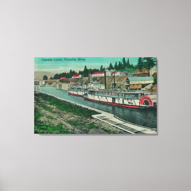 Cascade Locks on the Columbia River Canvas Print (Front)
