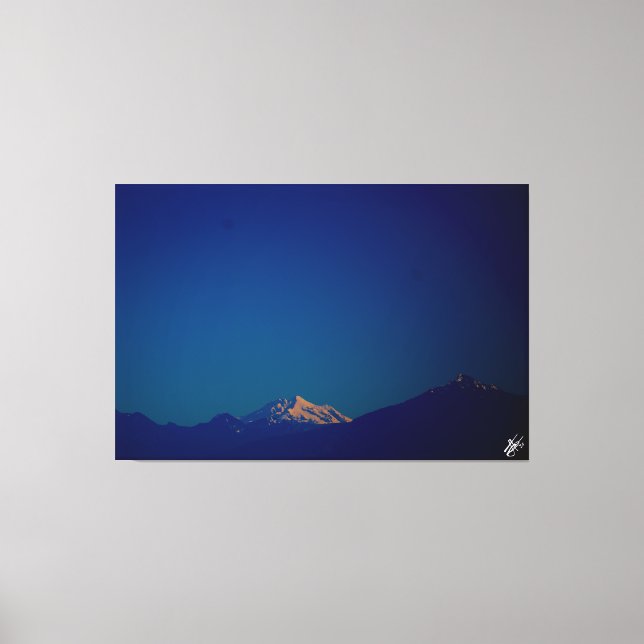 Cascade Mountains at dusk Langley waterfront Canvas Print (Front)