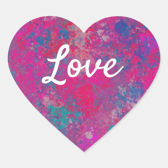 Cascade of Color Love Text Heart Shape  Sticker (Front)