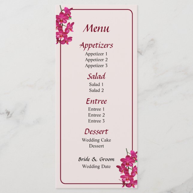 Cascade of Magenta Orchids Menu... Menu (Front)