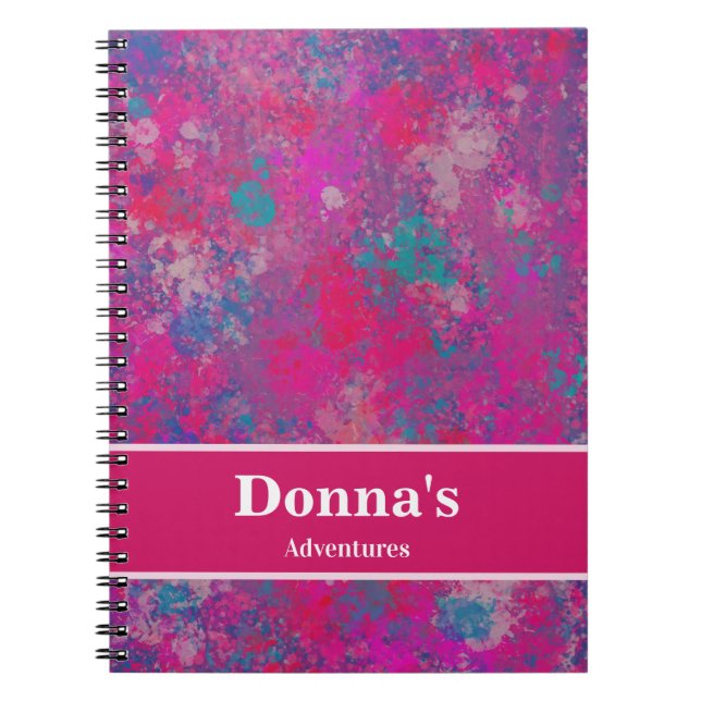  Cascade of Modern Pink and Blue Colour Abstract Notebook (Front)