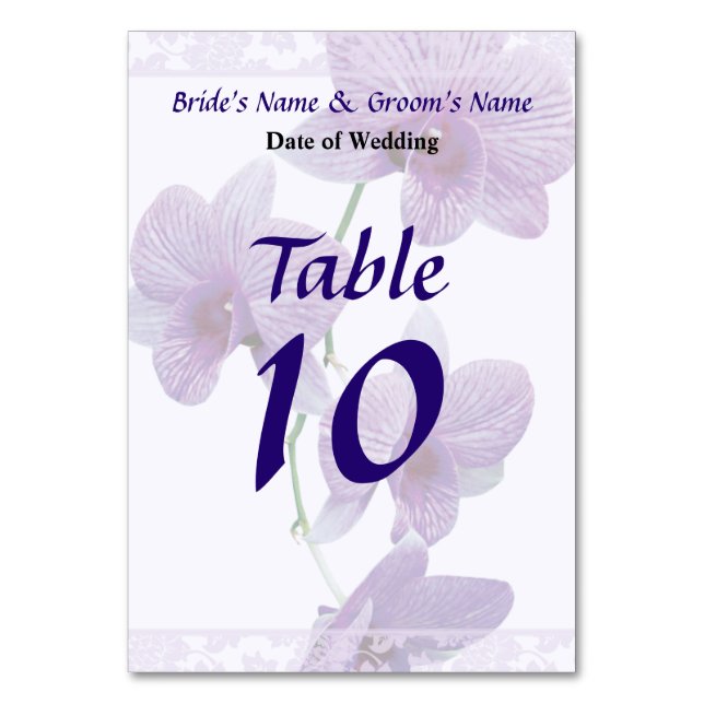 Cascade of Purple Orchids Wedding Products Table Number (Front)