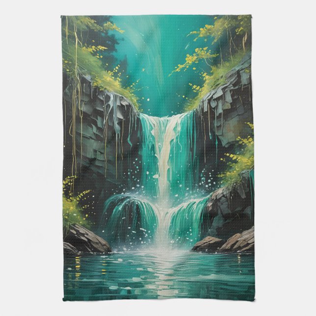 Cascade of Serenity Tea Towel (Vertical)