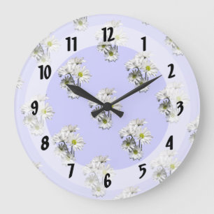 Cascade of White Daisies Large Clock
