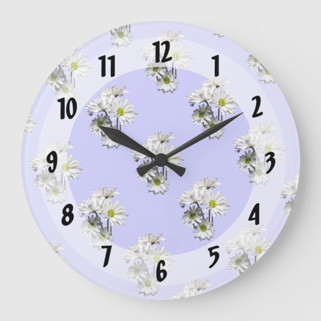 Cascade of White Daisies Large Clock (Front)