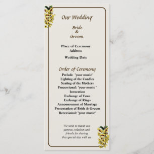Cascade of Yellow Orchids Wedding Program Programme