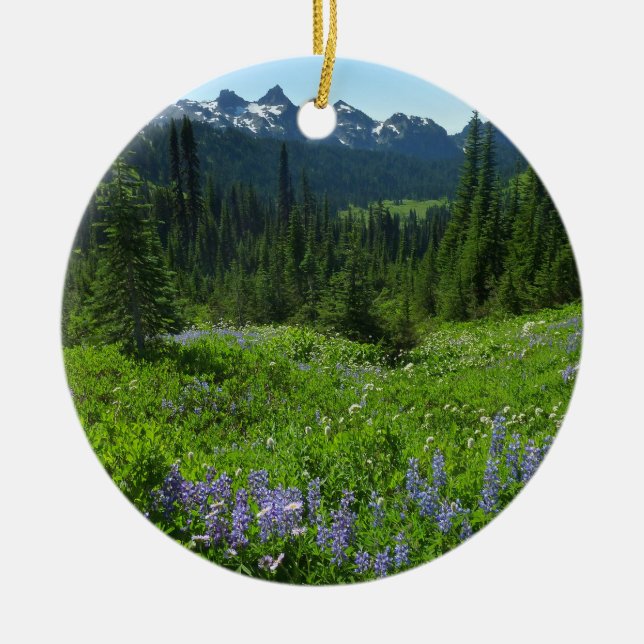 Cascade Range from Mount Rainier National Park Ceramic Tree Decoration (Front)