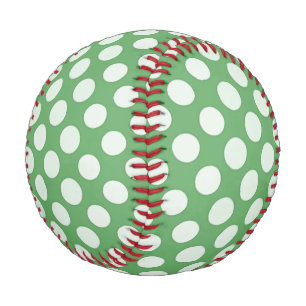 Cascading big to small white circles lime green baseball