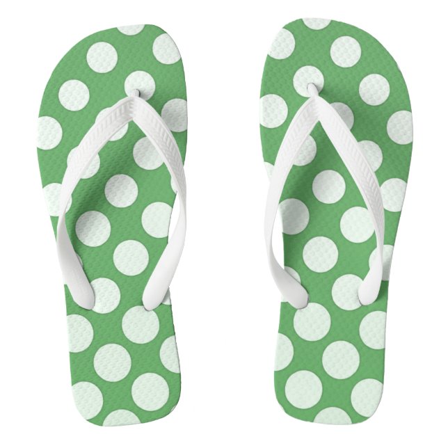 Cascading big white circles lime green jandals (Footbed)