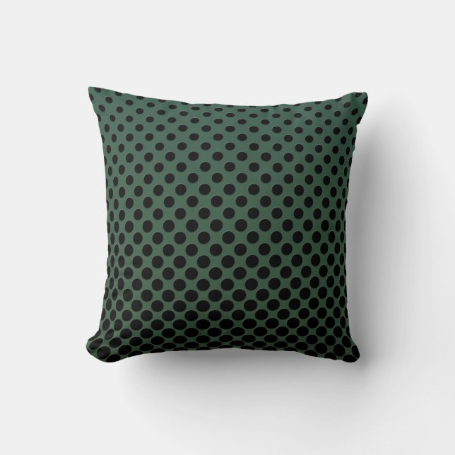 Cascading Black circles on dark green Cushion (Front)