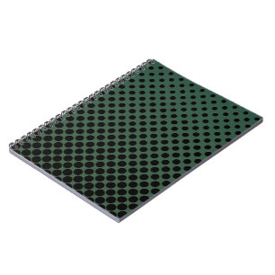 Cascading Black polka dots on dark green Spiral Notebook