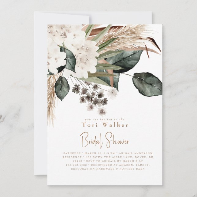 Cascading Boho Neutral Bridal Shower  Invitation (Front)
