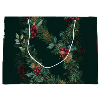 Cascading Botanical Garland Christmas Large Gift Bag