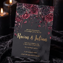Cascading Burgundy Floral Gothic Romance Wedding I
