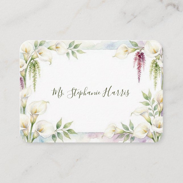 Cascading Calla Flat Place Card (Front)