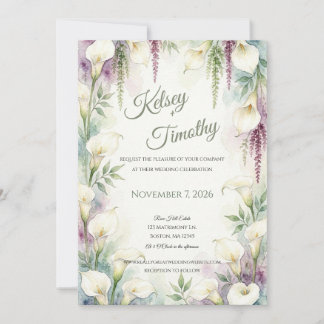 Cascading Calla Wedding Invitation